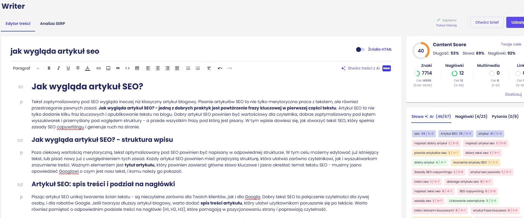 jak wyglada artykul seo