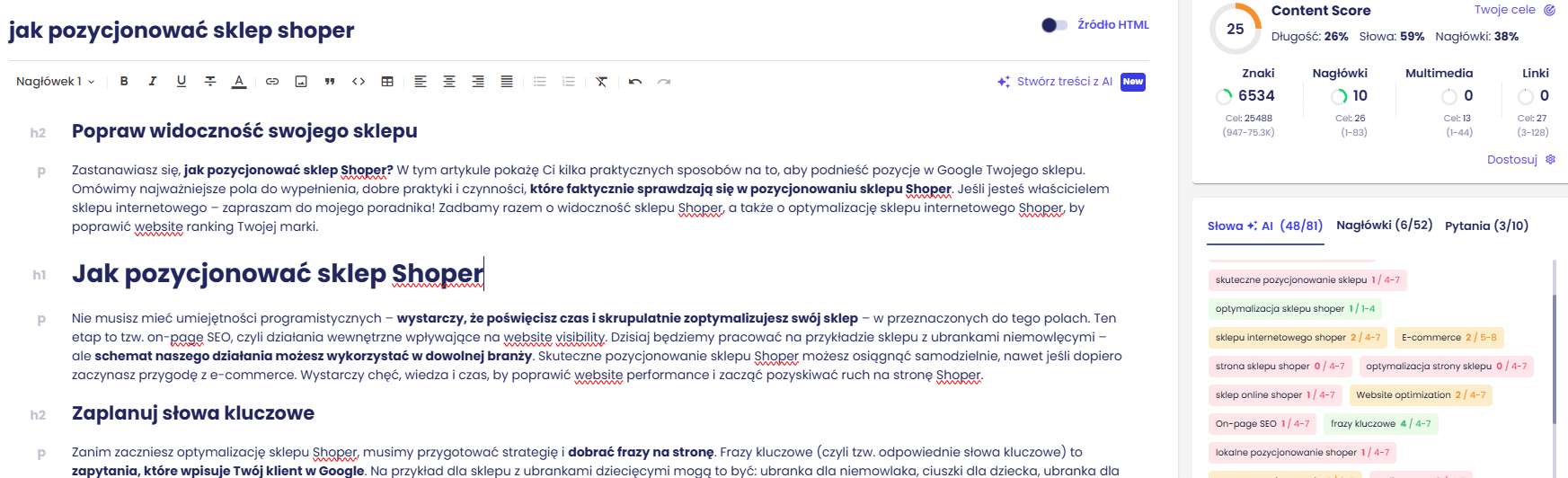 pozycjonowanie shoper narzędzia